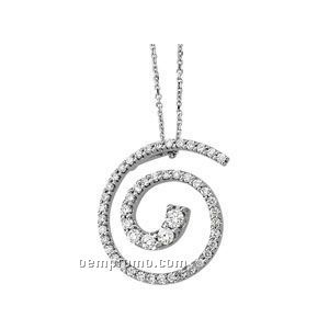 14kw 1 Ct Tw Journey Diamond Spiral Pendant