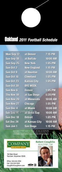 Oakland Pro Football Schedule Door Hanger (4" X 11")