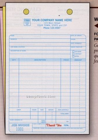 Work Order/ Register Form (3 Part)