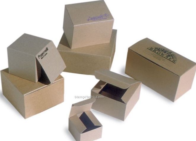 Natural Kraft Pinstripe Gift Box (5"X5"X3")