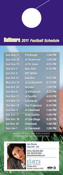Baltimore Pro Football Schedule Door Hanger (4" X 11")