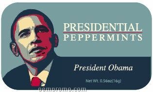 Obama Presidential Peppermints Tin W/ 4-color Process Label (72 Mints)