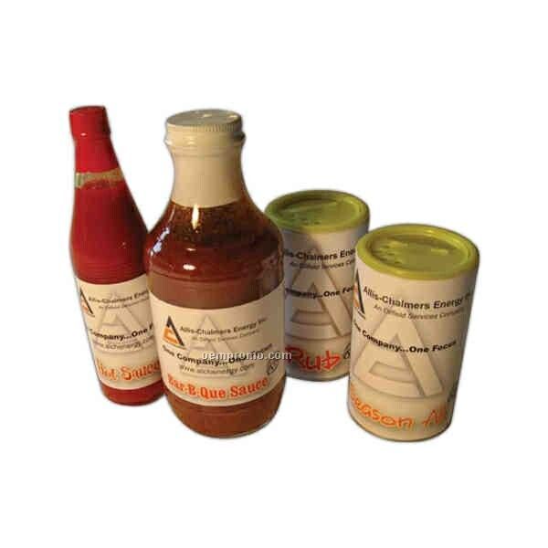 4-pack Gift Set With Custom Labeled Bbq Hot Sauce, Rub & Cajun Seasoning