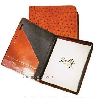Brown Ostrich Calfskin Leather Letter Size Pad