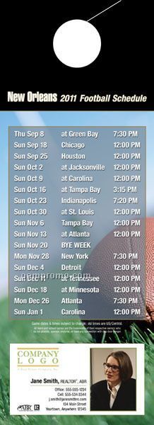 New Orleans Pro Football Schedule Door Hanger (4" X 11")