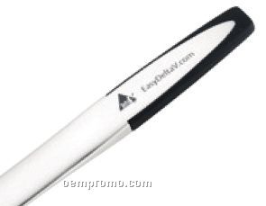 Brushed Metal Letter Opener With Black Rubberized Accents