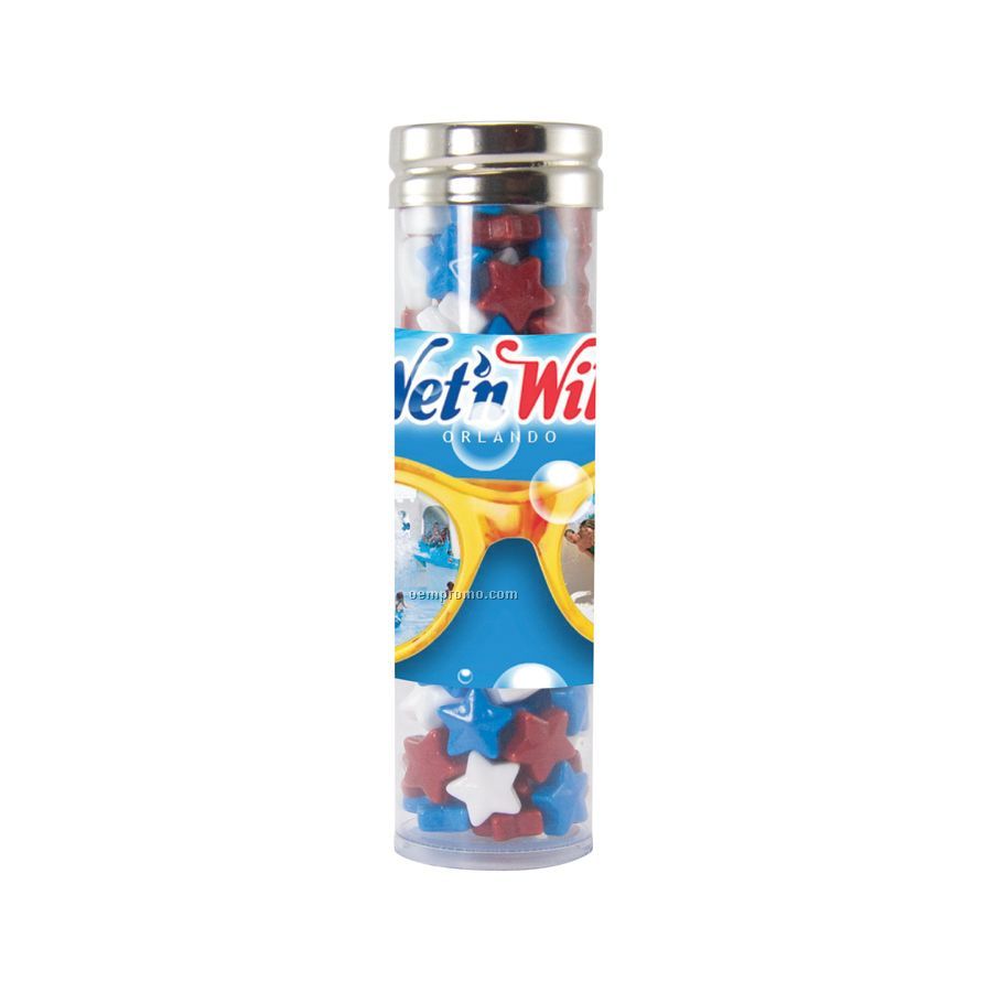 Large Gourmet Plastic Candy Tube With Candy Stars