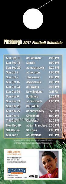 Pittsburgh Pro Football Schedule Door Hanger (4" X 11")