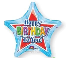 18" Shining Happy Birthday Star Balloon