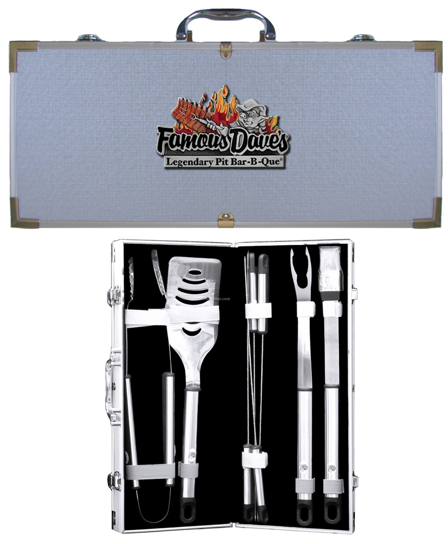 8-piece Barbecue Set In Aluminum Case With Fork, Tongs & Spatula