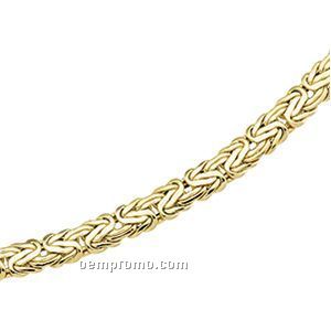 Ladies' 7-1/4" 14ky 6-3/4mm Flat Byzantine Chain Bracelet W/Spring Ring