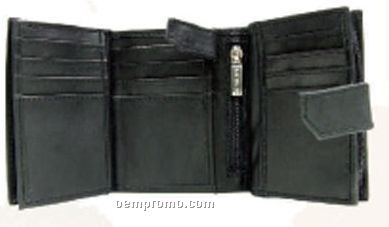 Ladies' Black Cowhide Multi Section Wallet