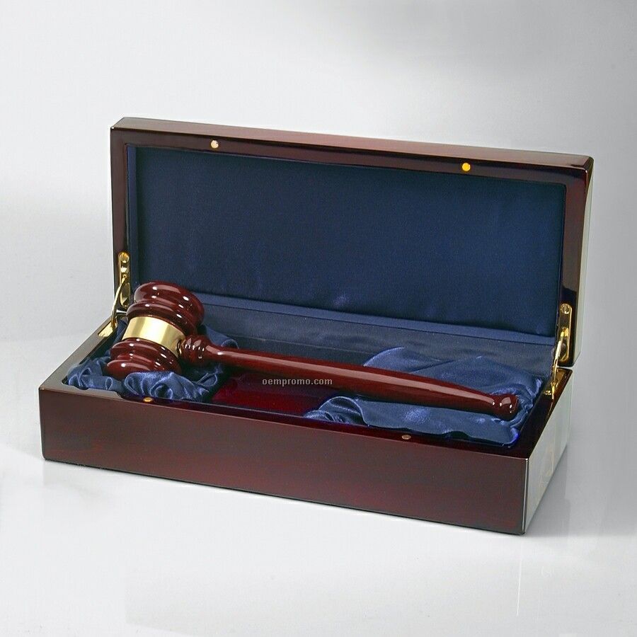 Rosewood Gavel With Band, Sound Block & Wood Box