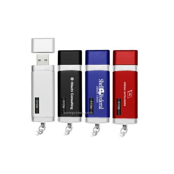 Flash Drive In Plastic Case W/ Polished Silver Accent
