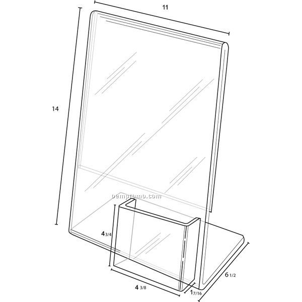 Slant Back Frame For Literature With Brochure Holder 11''w X 14''h X 3''d.