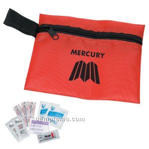 Traveler's Emergency Aid Kit # 1 W/ Polyester Zipper Pouch