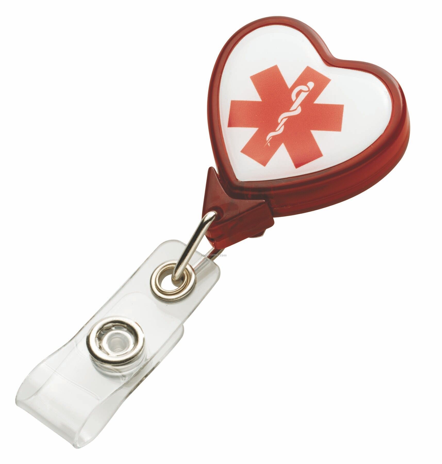 Heart Shape Badge Holder W/ Bulldog Clip