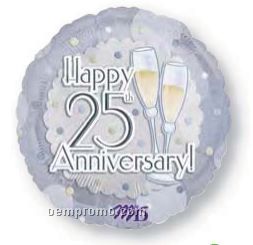 18" Happy 25th Anniversary Toast Balloon
