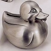 Pewter Finish Duck Baby Bank