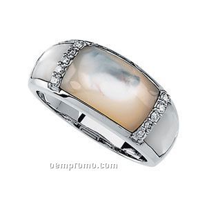14kw Mother Of Pearl And 1/8 Ct Tw Diamond Ring