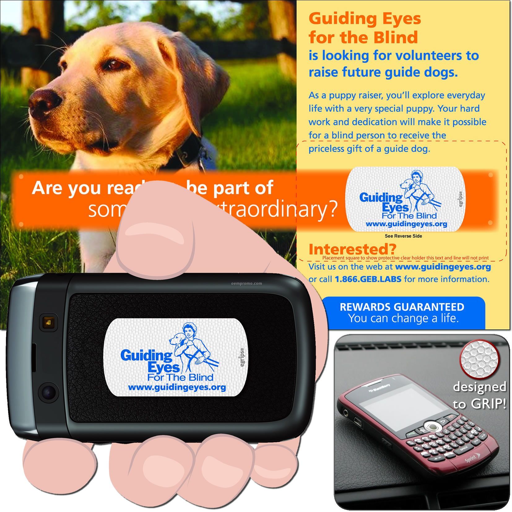 Egrips Non-slip Strip + Direct Mail Card (The Cell Phone Grip)