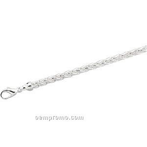 Ladies' 7" Sterling Silver 4mm Wheat Chain Bracelet