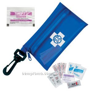 Traveler's Emergency Aid Kit # 1 W/ Ibuprofen & Translucent Zipper Pouch