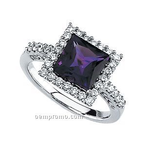 14kw Genuine Amethyst And 1/2 Ct Tw