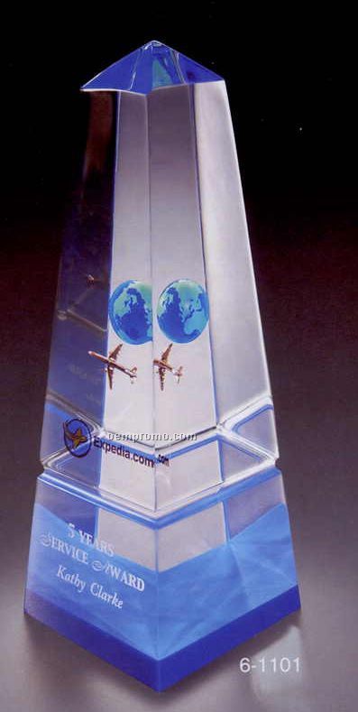 3"X8"X3" Acrylic Obelisk W/ Colored Bottom Award