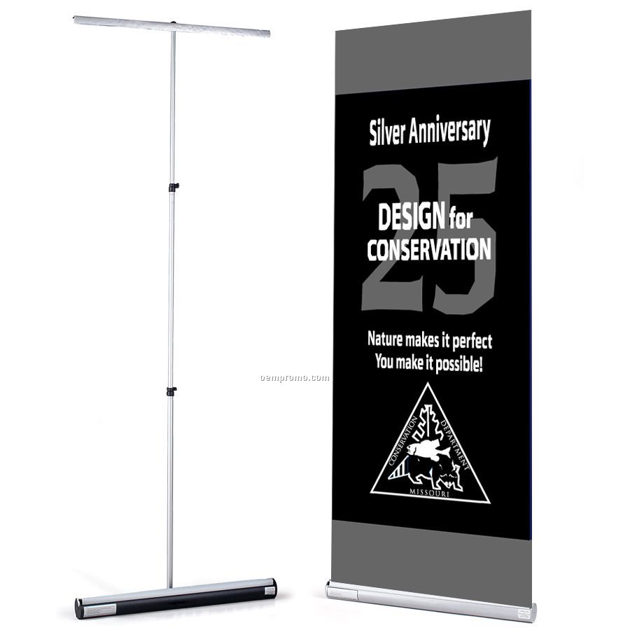 Banner And Stand Set W/One 1-sided Recycled Polyester Banner (2'x8')