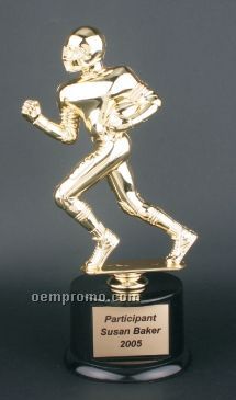 Male Football Figure Plastic Trophy Award W/ Round Black Base (11")