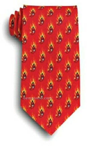 Wolfmark Flammable Chili Pepper Novelty Neckwear 100% Silk Tie (58"X3-7/8")