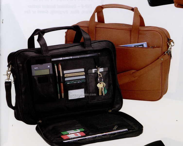 17"X12"X4" Expandable Leather Briefcase