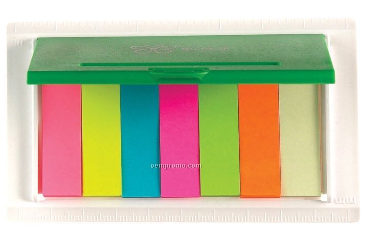 7 Colored Sticky Notes W/ Ruler & Plastic Case