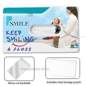 Credit Card Size Dental Floss Dispenser W/ Mirror & Storage Pouch