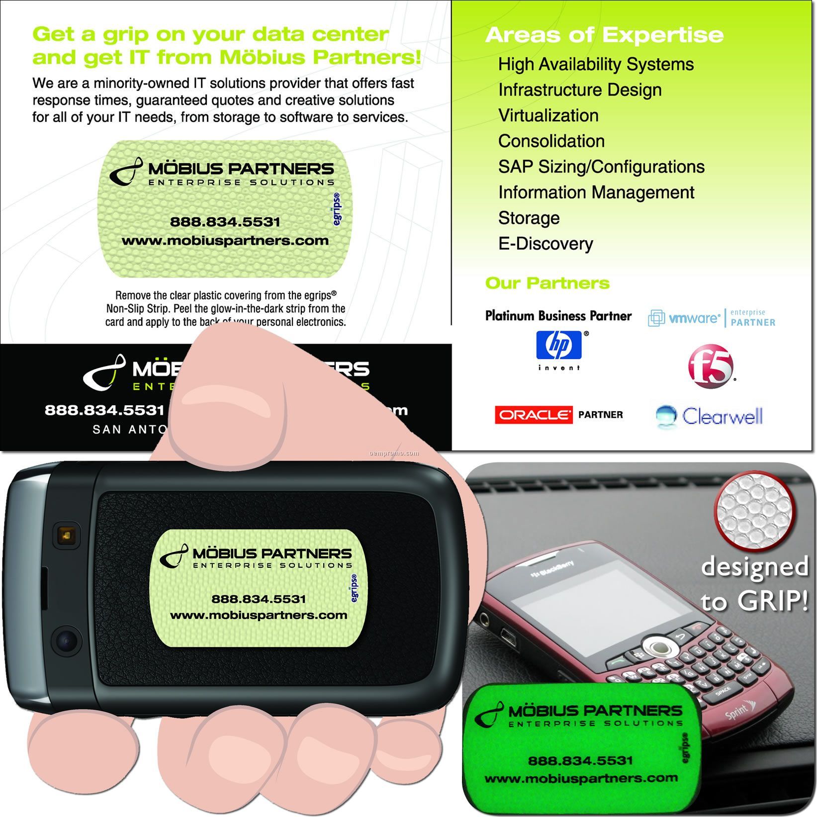 Egrips Glow In The Dark Non-slip Strip + Marketing Card (Cell Phone Grip)