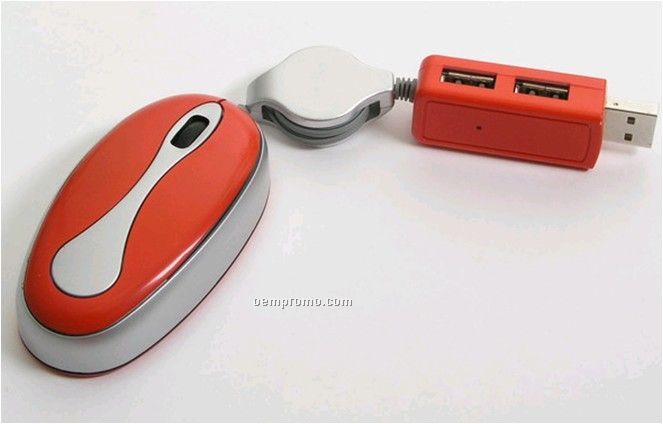 Mini Mouse With 2 Ports Hub