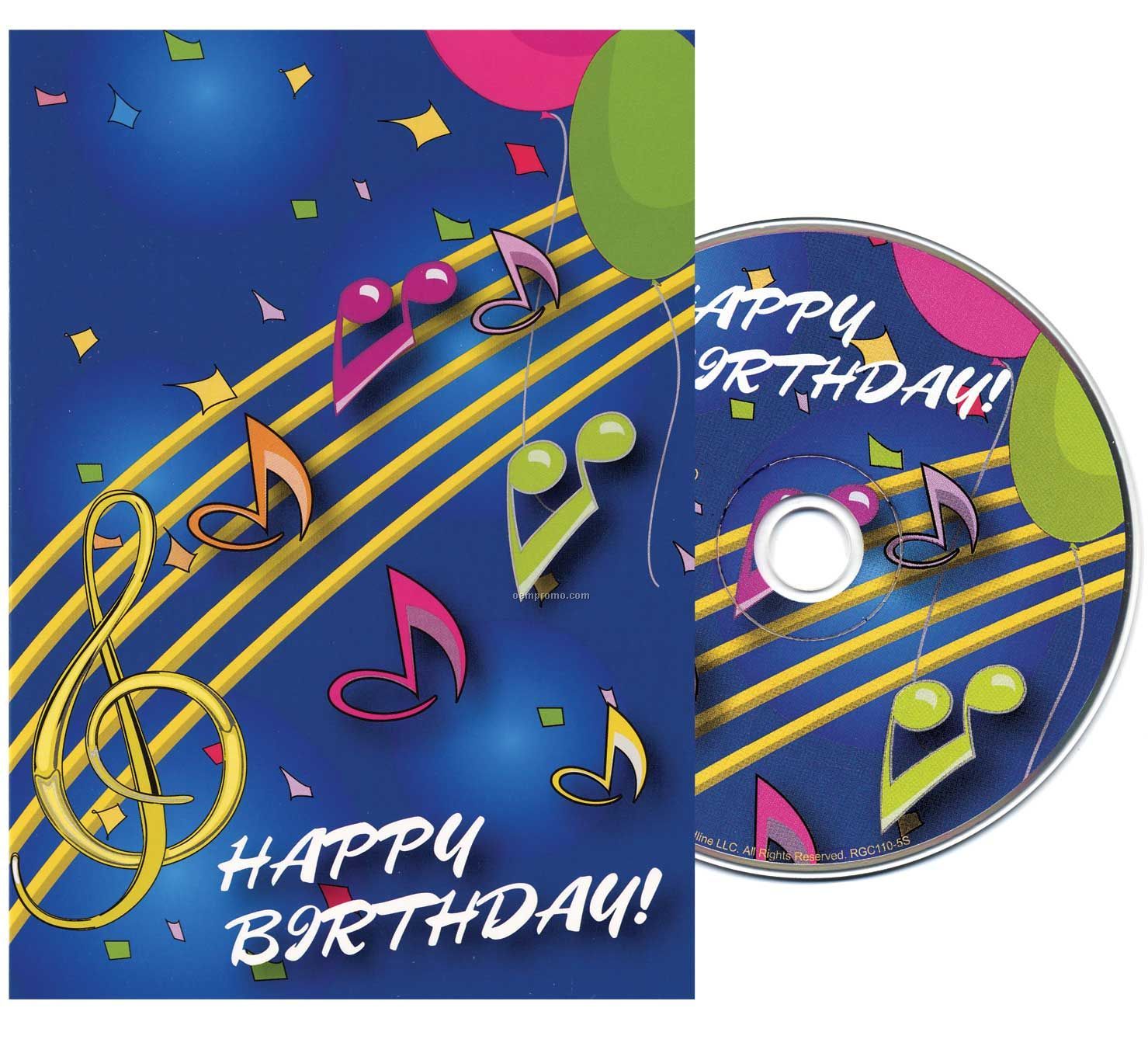 Music Notes Birthday Greeting Card With Matching CD