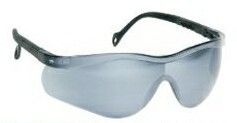 Single Piece Lens Wrap-around Safety Glasses W/ Gray Lens & Black Frame