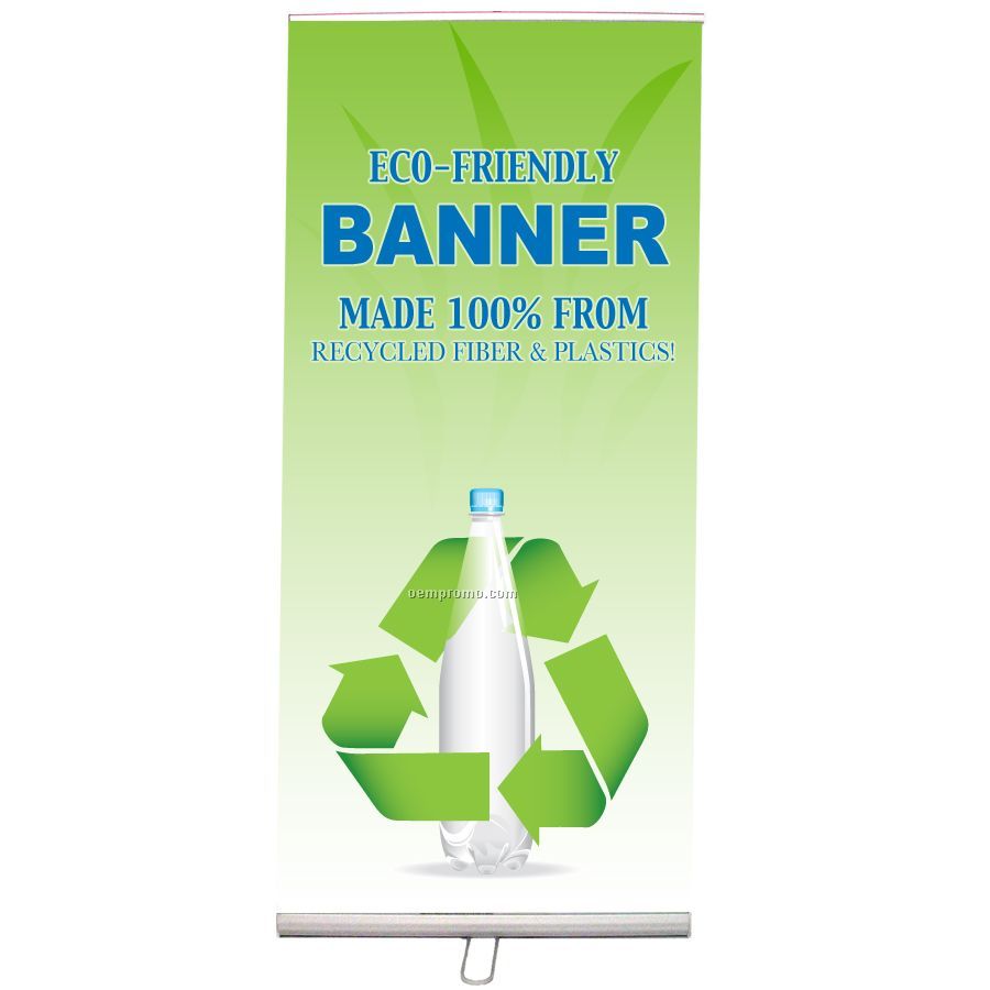 Banner And Stand Set W/One 1-sided Recycled Polyester Banner (33"X79")