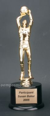Male Basketball Figure Plastic Trophy Award W/ Round Black Base (11")
