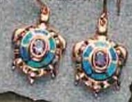 Rose Sterling Silver Jewelry - Turtle Inlay Earrings