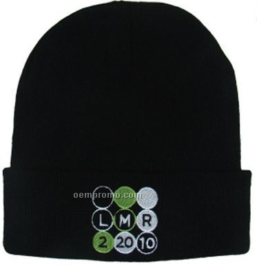 Embroidered Rolled Knit Ski Cap - 5 To 8 Days