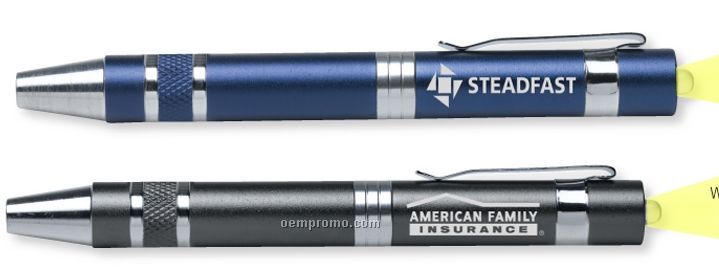 Fix-it 4 Bit Metal Pen Style Tool Kit W/ Clip & LED Light