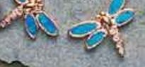 Rose Sterling Silver Jewelry - Dragonfly Opal/Cz Earrings