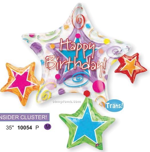 35" Rock Star Happy Birthday Inside Cluster Balloon