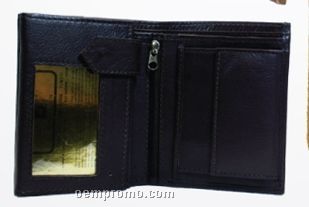 Men's Brown Wallet Id & Passcase W/ Change Purse