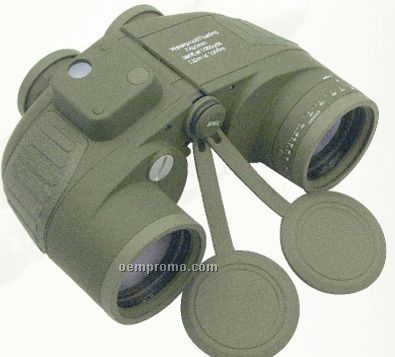 Military Type Olive Green Drab Binoculars With Built-in Compass