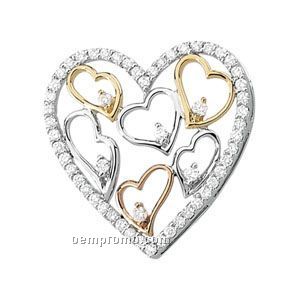 Tri-color 5/8 Ct Tw Diamond Heart Pendant