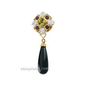 14kw Genuine Multi-color Gemstone And 1/5 Ct Tw Diamond Pendant